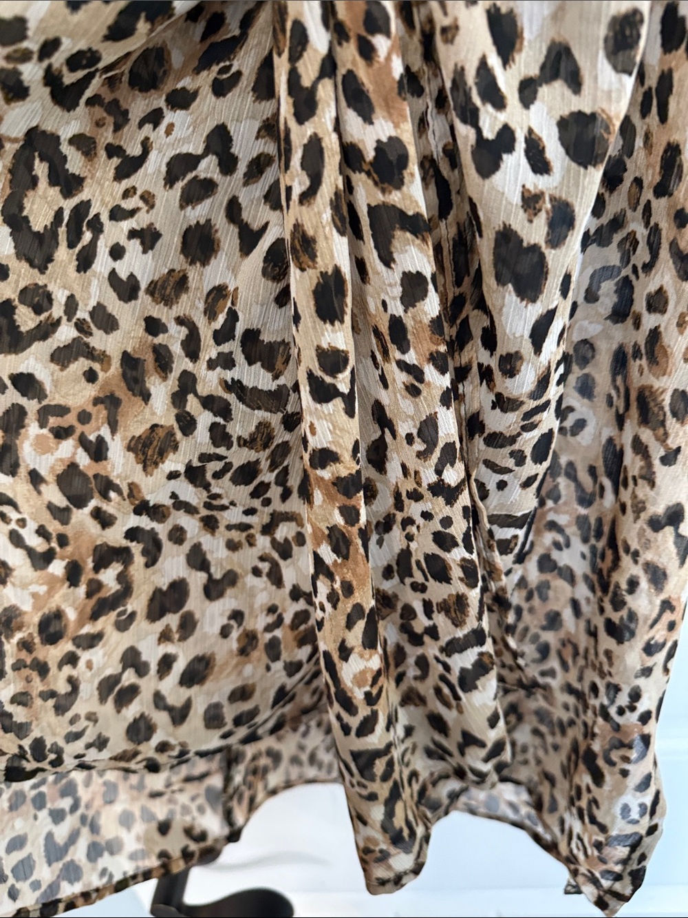 swimsuit coverup -(L) Leopard Print Twist-Front Tunic Dress - Beige Black Brown - Picture 4 of 5